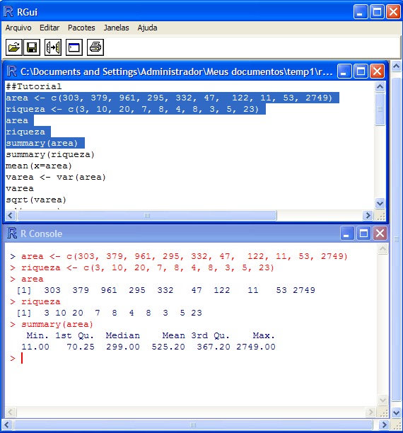 CTRL-R envia comandos do script